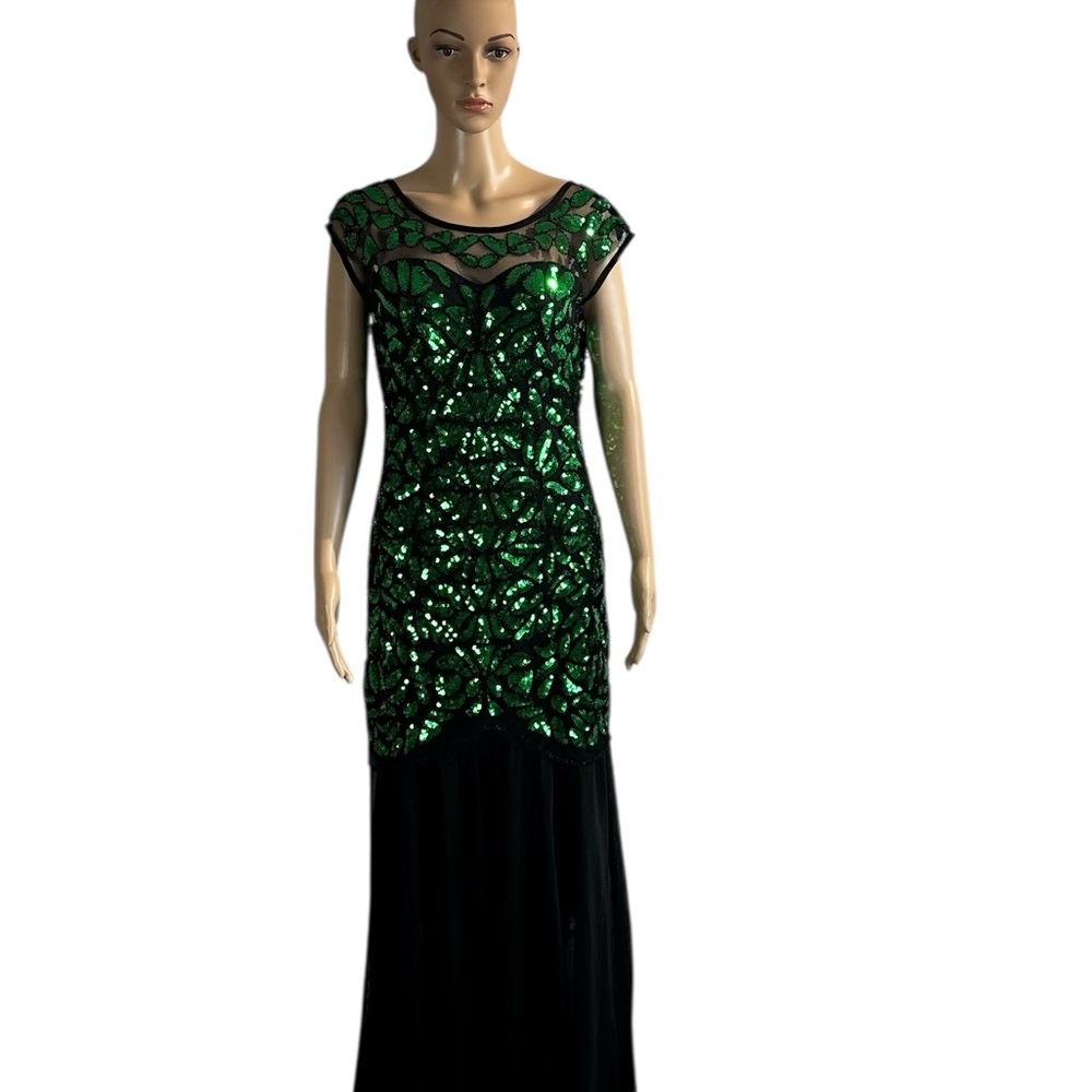 Pretty Guide Women’s Formal Evening Gown,Green Sequin Embellished Sz M